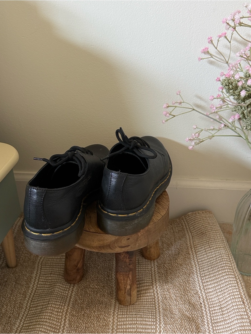 Dr Marten’s Classic Black Leather Platform Lace-Up Shoes